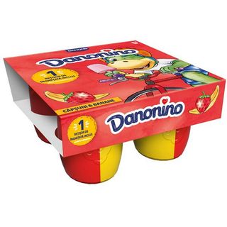 Danonino Branzica De Vaci Cu Piure De Fructe Capsuni-Banane 4X95G