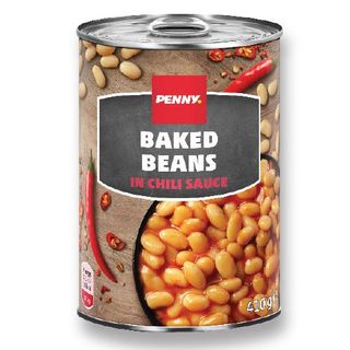 PENNY Fasole alba boabe in sos tomat cu chilli 410 g