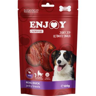 Recompense pentru caini Enjoy Carnivore Real Duck Jerky Treats 100g