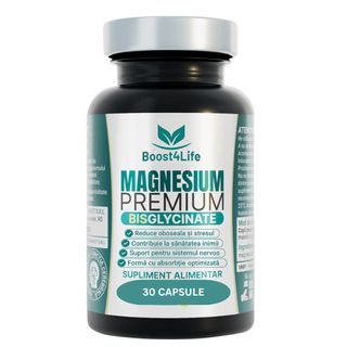 Magneziu Bisglicinat Premium, Boost4Life | 30 capsule