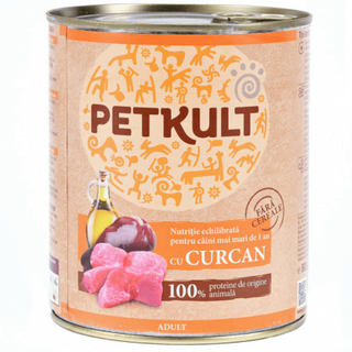 Hrana umeda pentru caini Petkult Adult cu curcan 800g