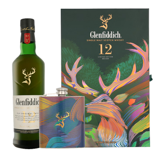 Pachet Cadou Glenfiddich 12 Ani cu Flask Limited Edition Design 0.7L