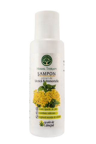 Șampon cu extracte de Urzică și Immortelle + ulei de cânepă 100 ml