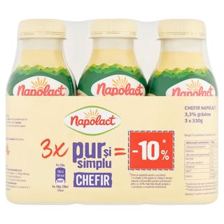 Pachet chefir Napolact, 3.3% grasime, 3 x 330 g