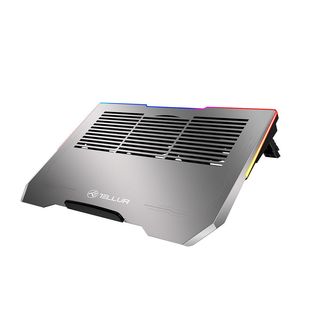 Cooler laptop Tellur Shade, 17"", 3 ventilatoare, RGB LED, USB, USB-C, aluminiu, Gri