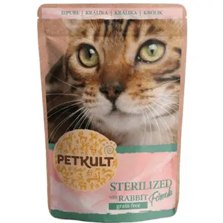 Hrana umeda pentru pisici Petkult Sterilised cu iepure 100g