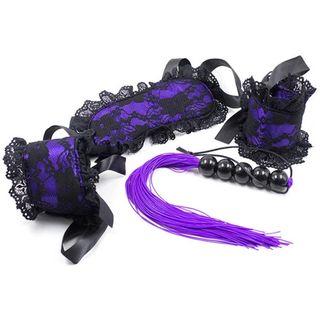 Purple Lace Mask and Wrist Restraint Set LUX07571