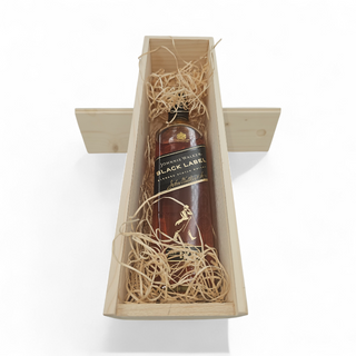 Pachet cadou Whisky Johnnie Walker Black Label 12 Ani 40%, Cutie de lemn cu Capac Personalizat, 0.7L