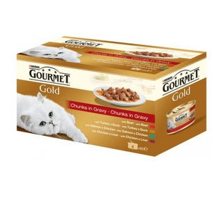 Pachet conserve in sos Gourmet Gold Vita, pui, somon, curcan si rata 4x85 g