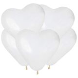 Baloane albe inimă 10 buc. (dezumflate)