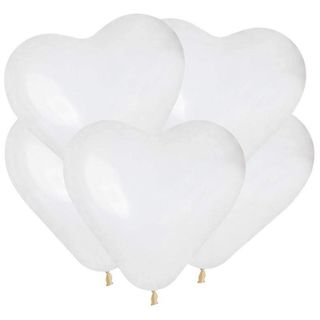 Baloane albe inimă 10 buc. (dezumflate)