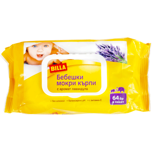 BILLA Бебешки мокри кърпи с kanak