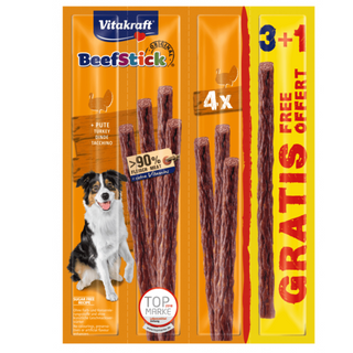 Recompense pentru caini Vitakraft Beef Stick Curcan 48g 3+1 PROMO