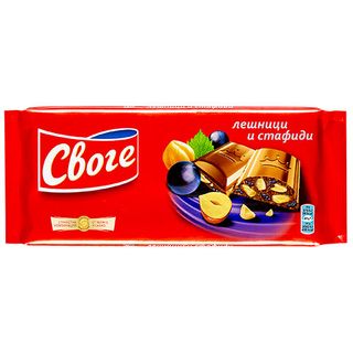 Своге фин млечен шоколад лешници и стафиди 90г \ 02500111