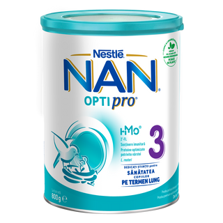 Nestle NAN OPTIPRO 3 HMO, formula de lapte praf pentru copii de la 1 an, cutie 800g