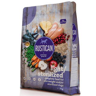 Hrana uscata pentru caini Rustican Light-Sterilised Pui-Peste&Orez Brun 3kg