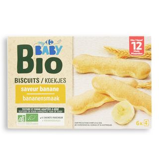 Biscuiti Bio Pentru Bebelusi De La 12 Luni Cu Banane Carrefour Baby, 120G