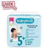babylove  Premium pelene juniorplus, veličina 5+ (11-18 kg), 34 kom