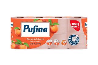 Hartie Igienica Pufina Piersica 8 Role 3 Straturi