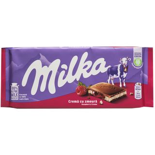 Milka, Ciocolata cu lapte cu crema cu zmeura 100g (ID 89783)