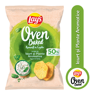 Lay's Baked rumeniti in cuptor, chipsuri din cartofi cu iaurt si ierburi aromatice 105g