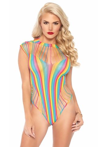 Body Leg Avenue, Shredded opaque cut out, Rainbow, S-L