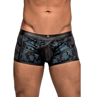 Pantaloni scurti, Male Power, Strappy Short, Blue/Black, detalii din piele