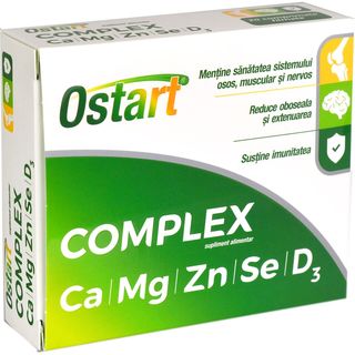 Ostart, Supliment alimentar Ostart Complex Ca, Mg, Zn, Se, D3, 20 comprimate (ID 37639)