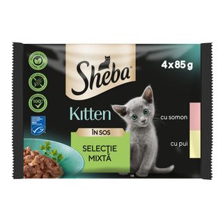 Sheba hrana umeda pentru pisici junioare, selectie mixta in sos 4x 85g