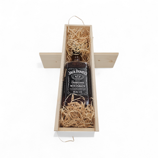 Pachet Cadou Whiskey Jack Daniel's Old No.7, 40%, Cutie de Lemn cu Capac Personalizat 1L
