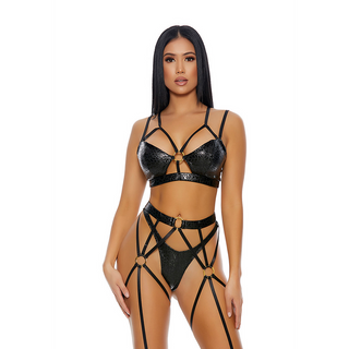 That's My Spot Cheetah Print Lingerie Set - Negru