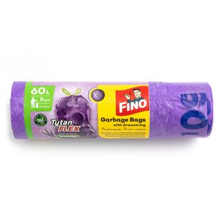 Saci menajeri cu parfum de lavanda cu snur, Fino, 60L, 8 bucati