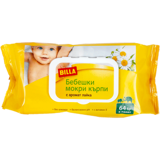 BILLA Лайка бебешки мокри кърпи 64 БР / 38937018