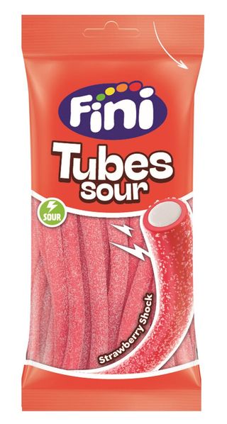 Jeleuri acrisoare cu aroma de capsuni Fini Tubes Sour, 80 g