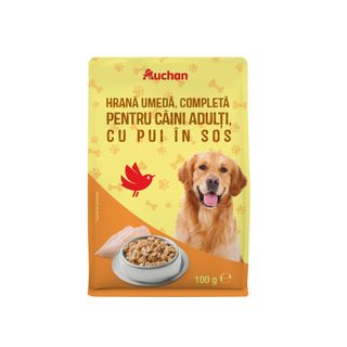 Hrana umeda pentru caini adulti Auchan, pui in sos, 100 g