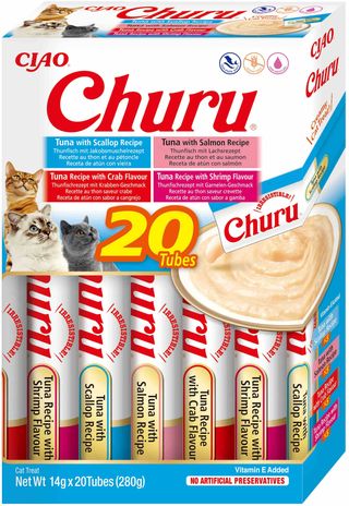 INABA CHURU Recompensă pentru pisici, Varietăţi cu Ton, 20 plicuri x14g 