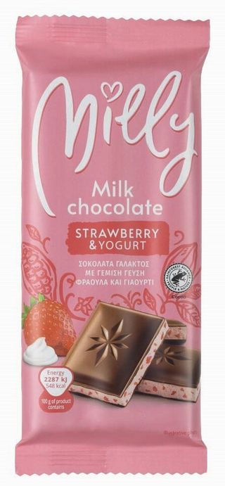 Mlečna čokolada jagoda & jogurt Milly 100g