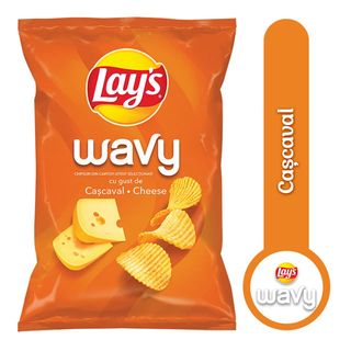 Chipsuri cu branza Lay's Wavy, 115 g