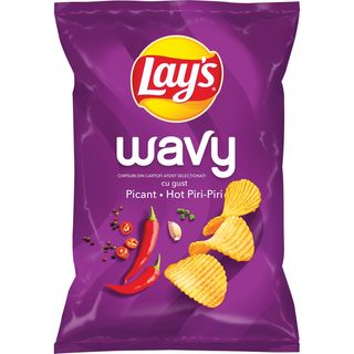 Lay's, Chipsuri ondulate cu gust picant Hot Piri-Piri 115g (ID 64498)