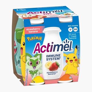 Iaurt, cu Bifidus, capsuni banane 4x100g Actimel Actikids