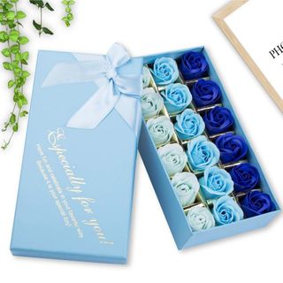 Plavi luksuzni set od 18 dekorativnih ruža sa gradijentom