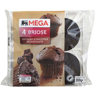 MEGA, Briose cu cacao si bucatele de ciocolata 4x75g (ID 73192)