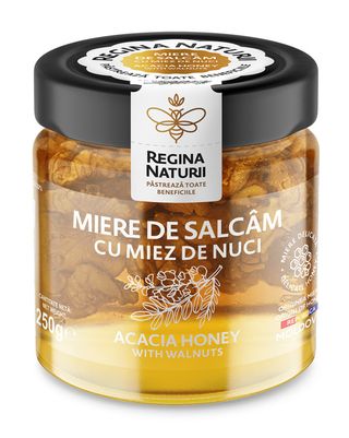 REGINA NATURII Miere de salcam cu miez/nuca 250g