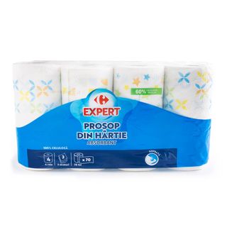 Prosop de bucatarie Carrefour Essential, 4 role, 3 straturi