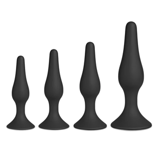 Set dildo anale 4 Silicone Plugs Black LUX29804