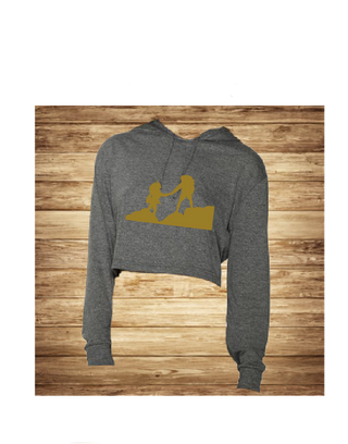 BAG PACKER siva ženska majica crop top s kapuljačom dugi rukav