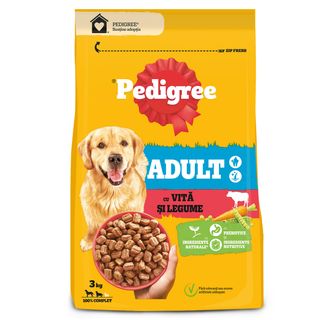 Pedigree hrana uscata cu vita si legume pentru caini adulti 3kg