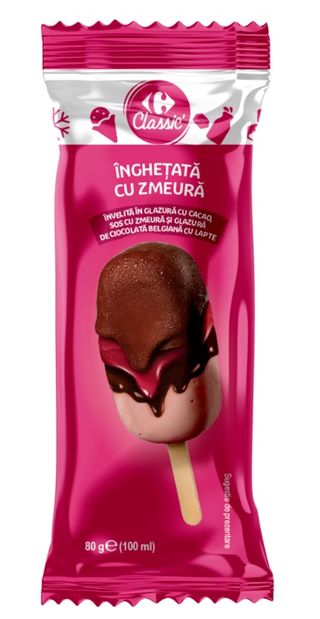 Inghetata Zmeura Glazura Cacao 100ML Carrefour