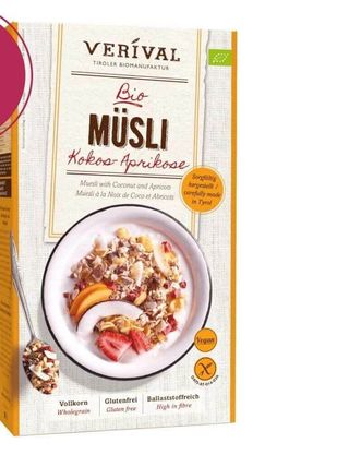 VERIVAL organic musli kokos and kajsija 325 GR | 9004617062902