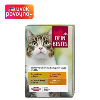 DEIN BESTES Potpuna hrana za mačke - živinsko meso u sosu, 12x100g 1200 g 1322290